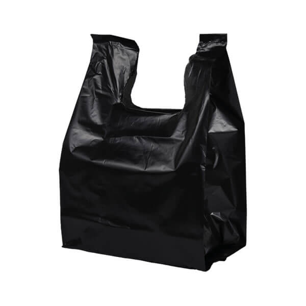 Bolsa camiseta de plástico negro de alta resistencia